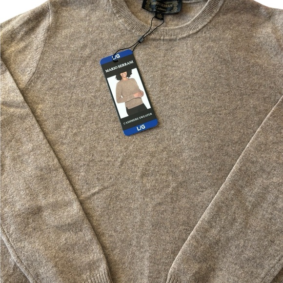 NWT Mario Serrani 100% Cashmere Knit Sweater Womens L Tan Quiet Luxury Classic - Picture 6 of 11